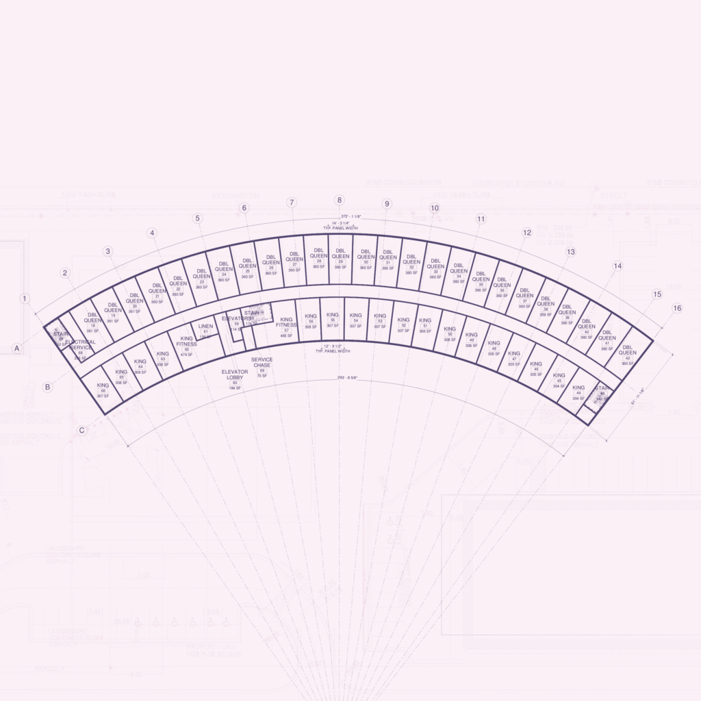 Second level of hotel floor plan.